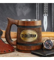 The Dadalorian personalized wooden mug