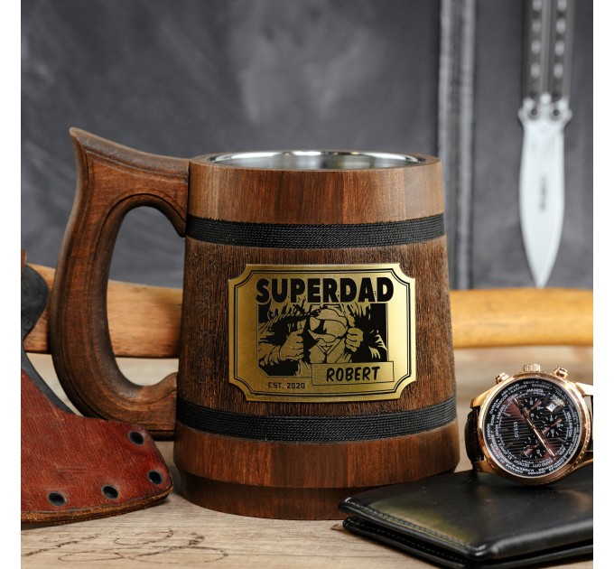 Superdad personalized beer mug