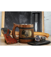 Father of the Bride Beer Mug, Groomsman Wooden Stein 