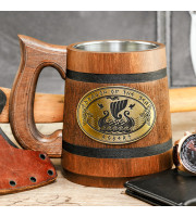 Viking ship Drakkar Dragon of the Sea personalized wooden mug