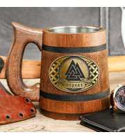 Vikings Valknut Odin triangles wooden mug