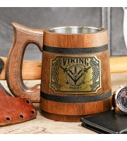 Viking Shield Road to Valhalla wooden stein