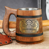 World of Warcraft Dwarf Wooden Mug, Personalized Alliance Gift World of Warcraft Dwarf Wooden Mug, Personalized Alliance Gift