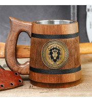 For the Alliance wooden Mug, World of Warcraft Stein For the Alliance wooden Mug, World of Warcraft Stein